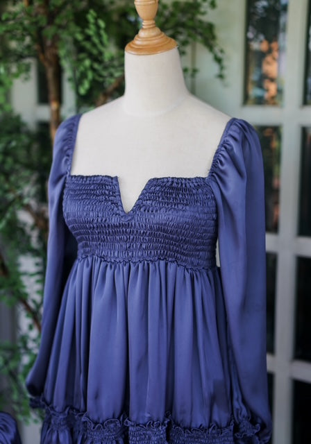 Louise Silk-Navy Blue
