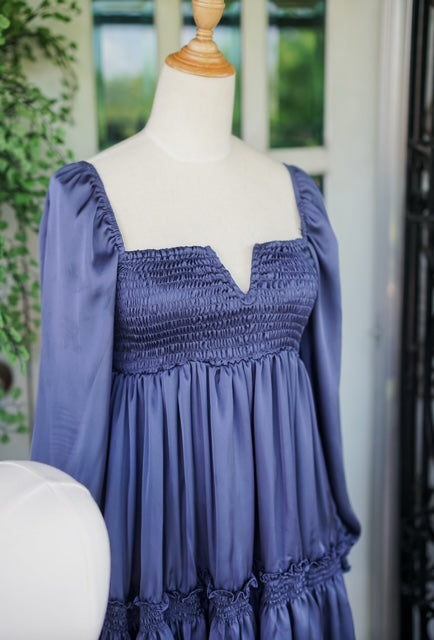 Louise Silk-Navy Blue